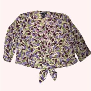 🍪 Requirements Woman Floral Tie-Front 2-fer Blouse 1X